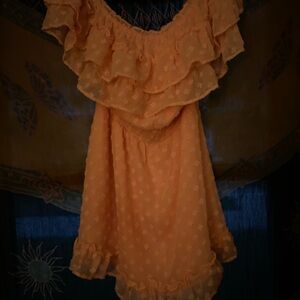 Elegant Orange Ruffle Dress